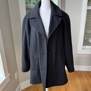 Forecaster of Boston Charcoal Gray Wool Dress Jacket Trench Pea Coat Size PL